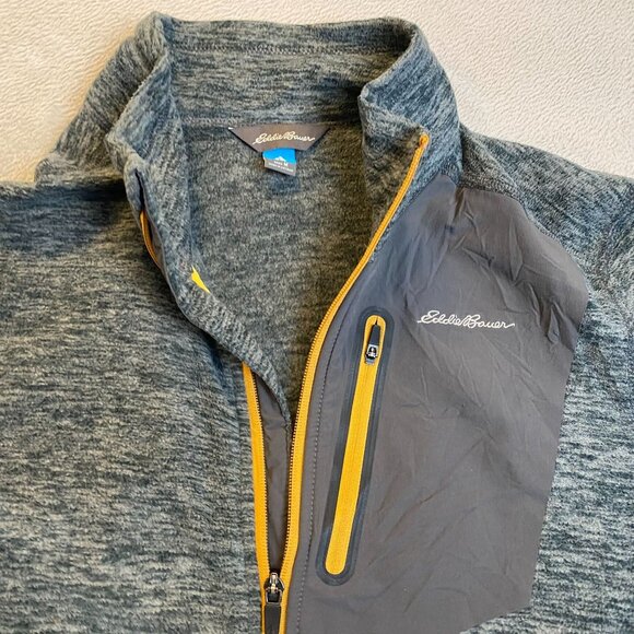 Eddie Bauer Men's First Ascent Full Zip Jacket Medium Heather Gray With Yellow A - Picture 6 of 10